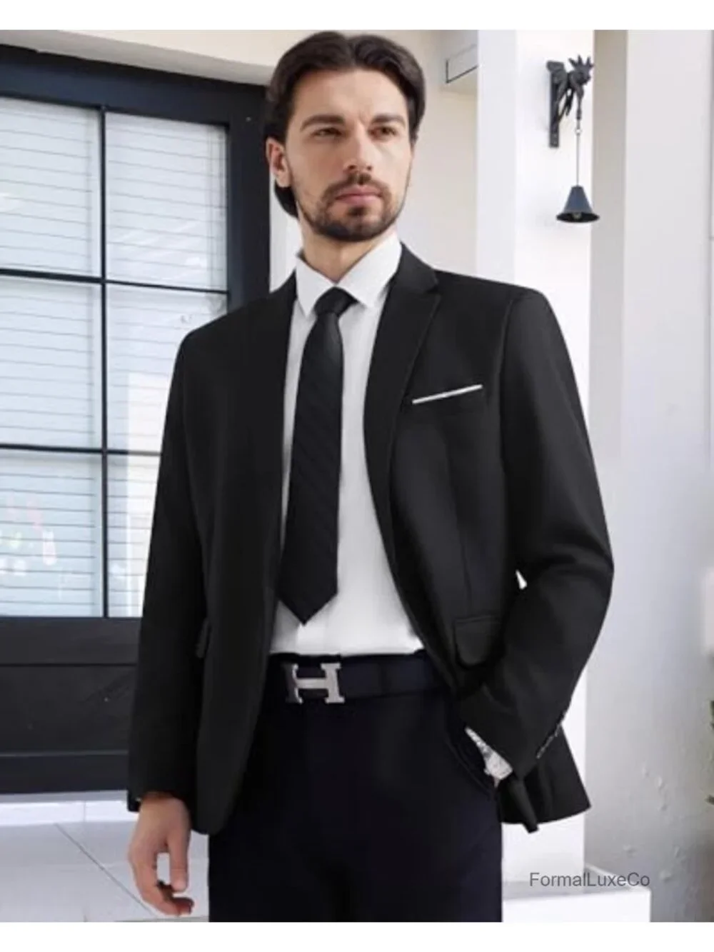 Slim Fit One Button Blazer for Men - 80% Polyester 20% Viscose